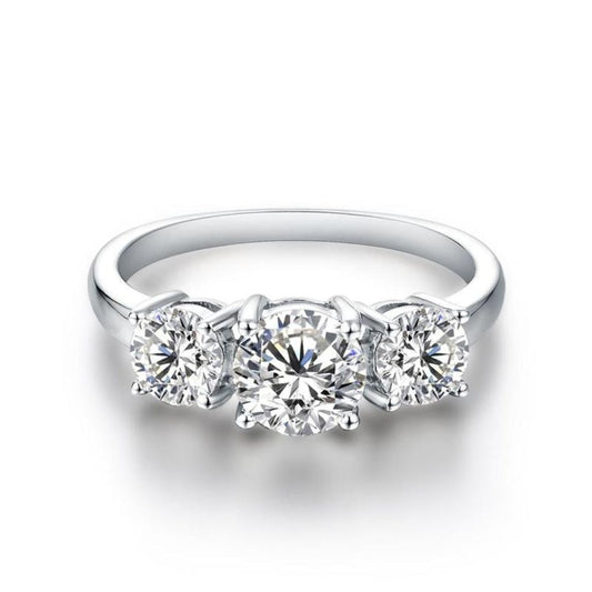 Anillo Clare de tres piedras | Oro blanco