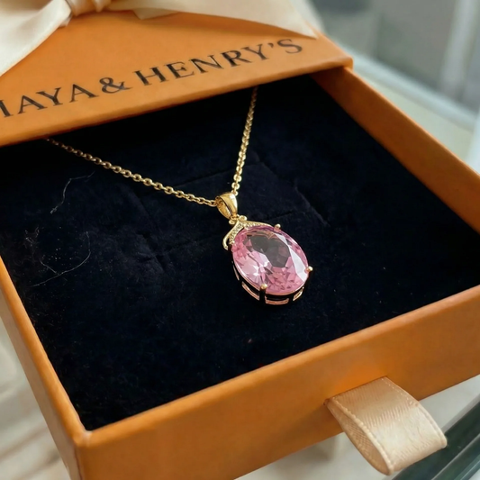 Collar Imperial Oval de Zafiro Rosa | Oro