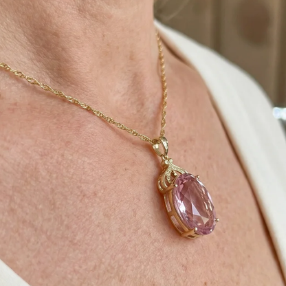 Collar Imperial Oval de Zafiro Rosa | Oro