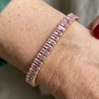 Pulsera de tenis Vertéa con zafiro rosa | Oro
