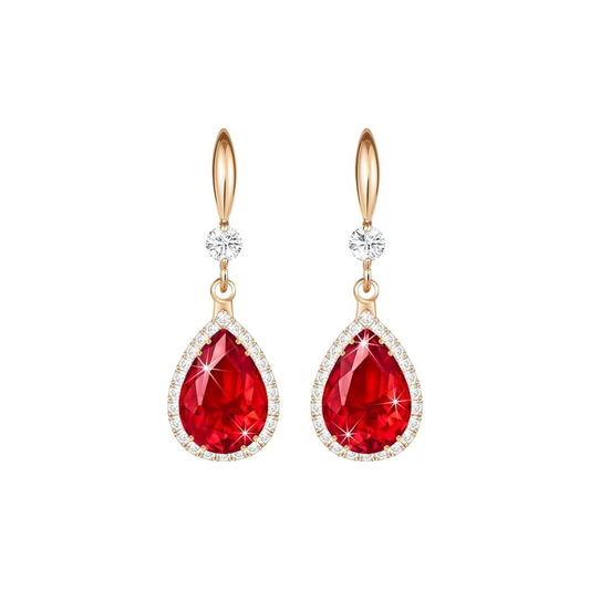 Aretes Rubí Lágrima | Oro rosa