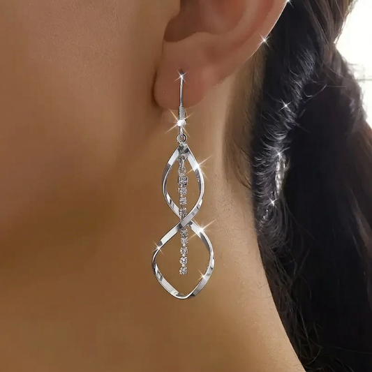 Aretes en espiral Sunbeam | Oro blanco