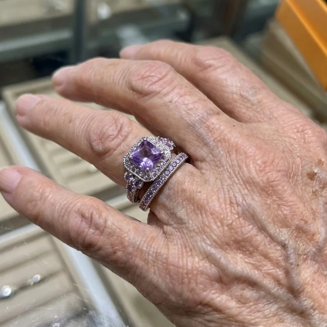 Juego de anillos de promesa Valeria | Oro blanco