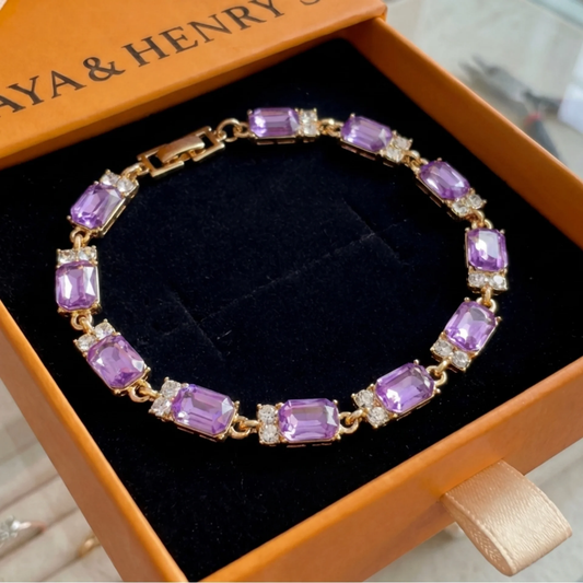 Valleria Amethyst Charm Bracelet | Gold