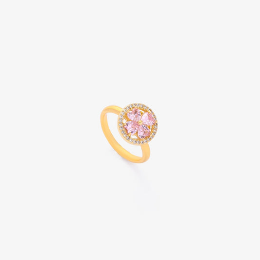 Anillo giratorio Corazón Rosa en Flor | Oro