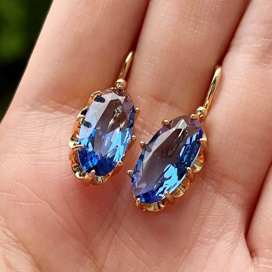 Aretes Golden Blue Bloom | Oro
