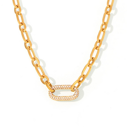 Conjunto de joyas de eslabones de cadena gruesos pavimentados | Oro