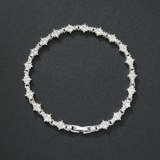Pulsera de tenis clásica con racimos | Oro blanco