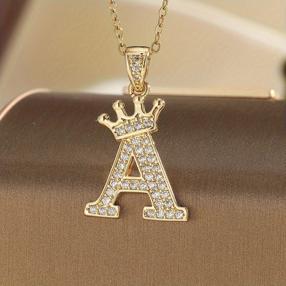 Collar con inicial y corona | Oro