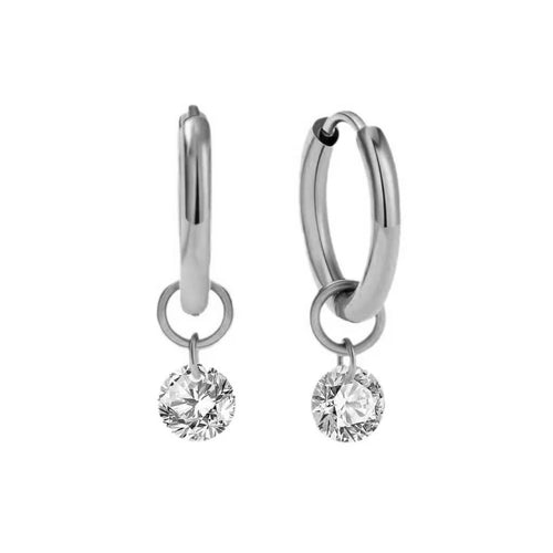 Aretes de aro Larmes de Lune Stone | Oro blanco