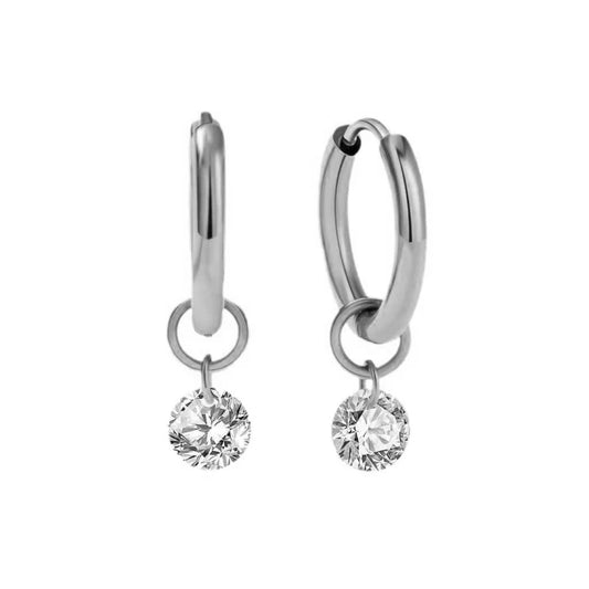 Aretes de aro Larmes de Lune Stone | Oro blanco