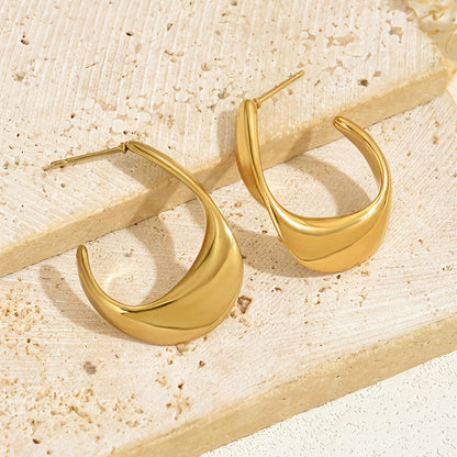 Aretes de aro de media luna esculpidos | Oro