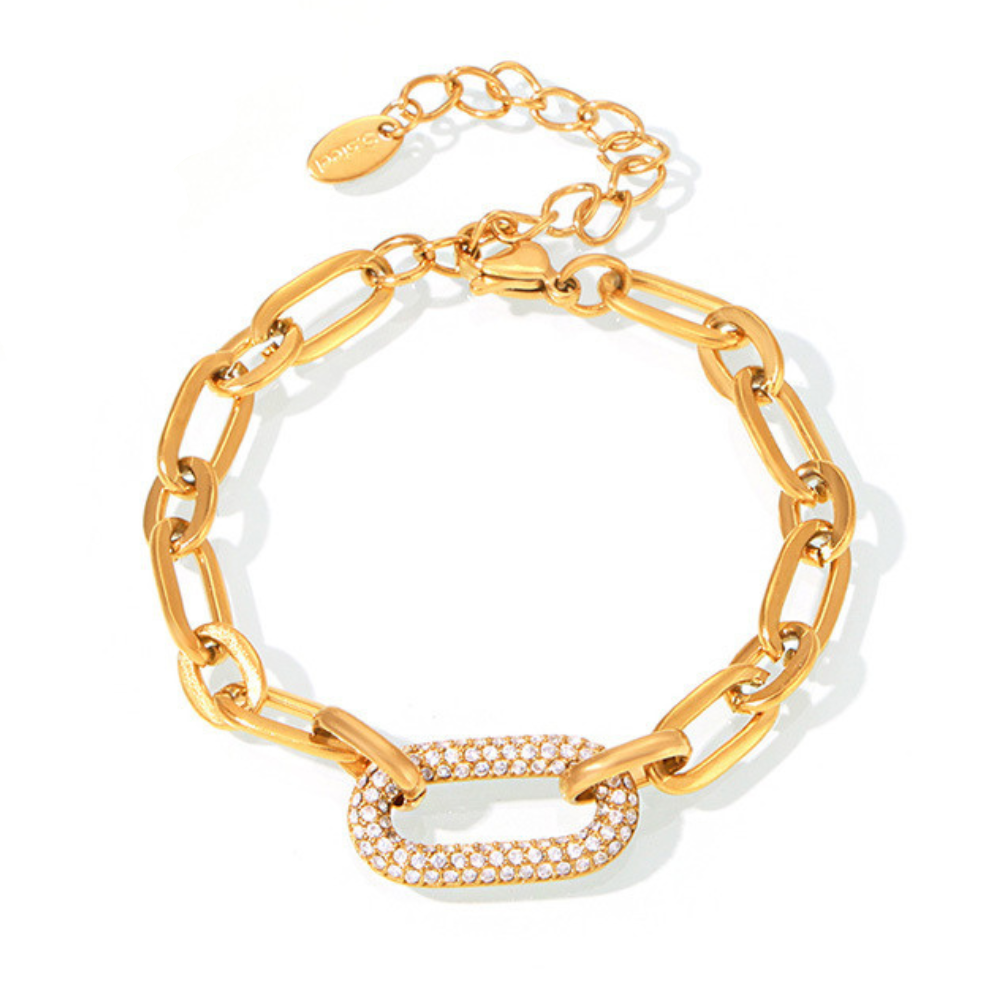 Conjunto de joyas de eslabones de cadena gruesos pavimentados | Oro
