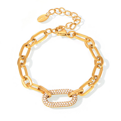 Conjunto de joyas de eslabones de cadena gruesos pavimentados | Oro