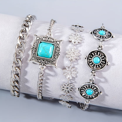 Set de Pulseras Apilables Sky Stone | Oro blanco
