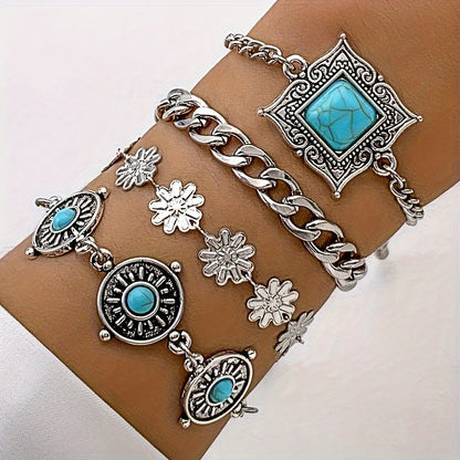 Set de Pulseras Apilables Sky Stone | Oro blanco