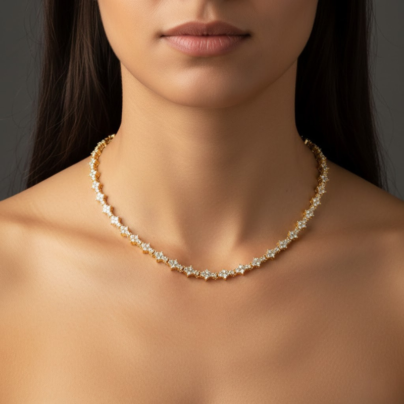 Collar de tenis con racimo clásico | Oro