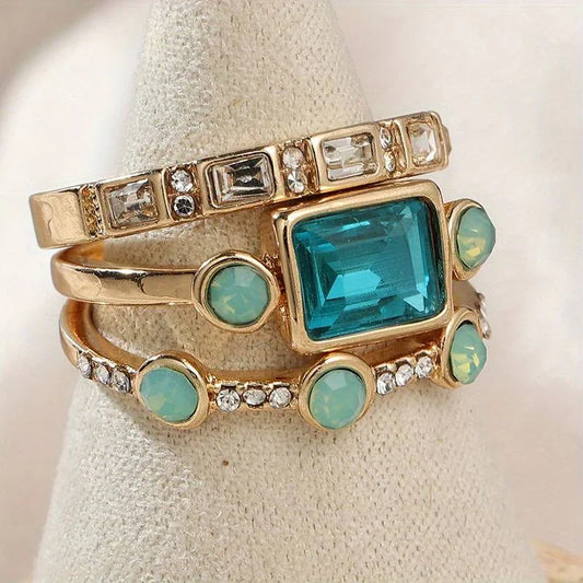 Juego de anillos Timeless Azure | Oro